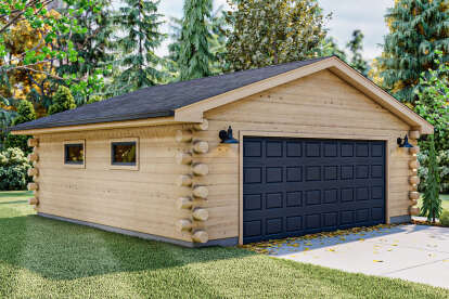 Log House Plan #963-00576 Elevation Photo