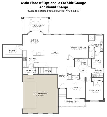 Main Floor w/ Optional 2 Car Side Garage for House Plan #2802-00076