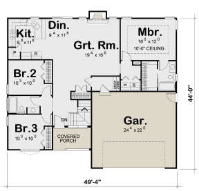 Traditional Plan: 1,413 Square Feet, 3 Bedrooms, 2 Bathrooms - 402-01706