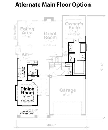 Alternate Main Floor Layout for House Plan #402-01707