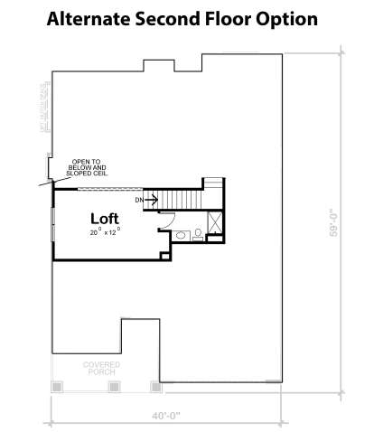 Alternate Second Floor Layout for House Plan #402-01707
