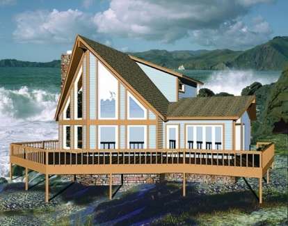 Lake Front House Plan #053-00301 Elevation Photo