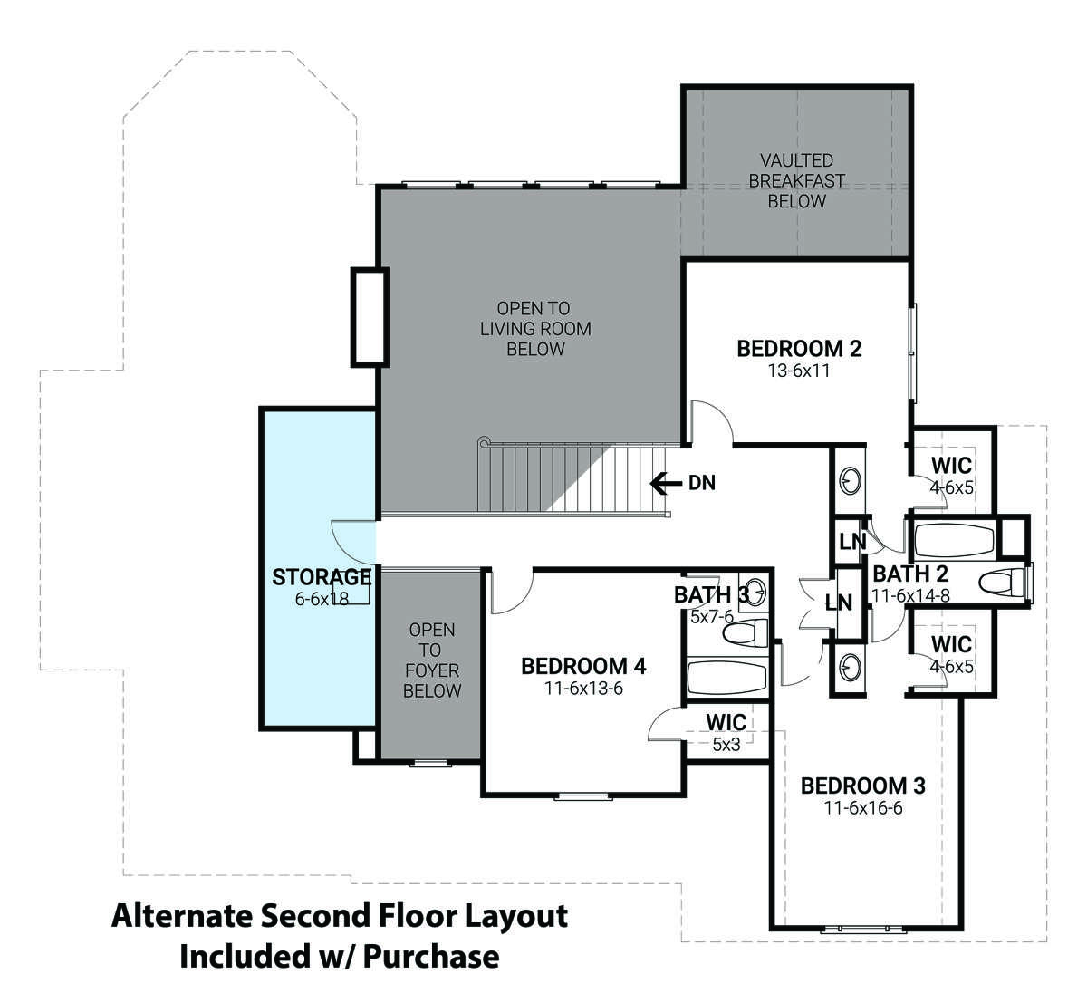 Optional Second Floor Layout for House Plan #4195-00041
