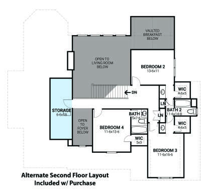 Optional Second Floor Layout for House Plan #4195-00041