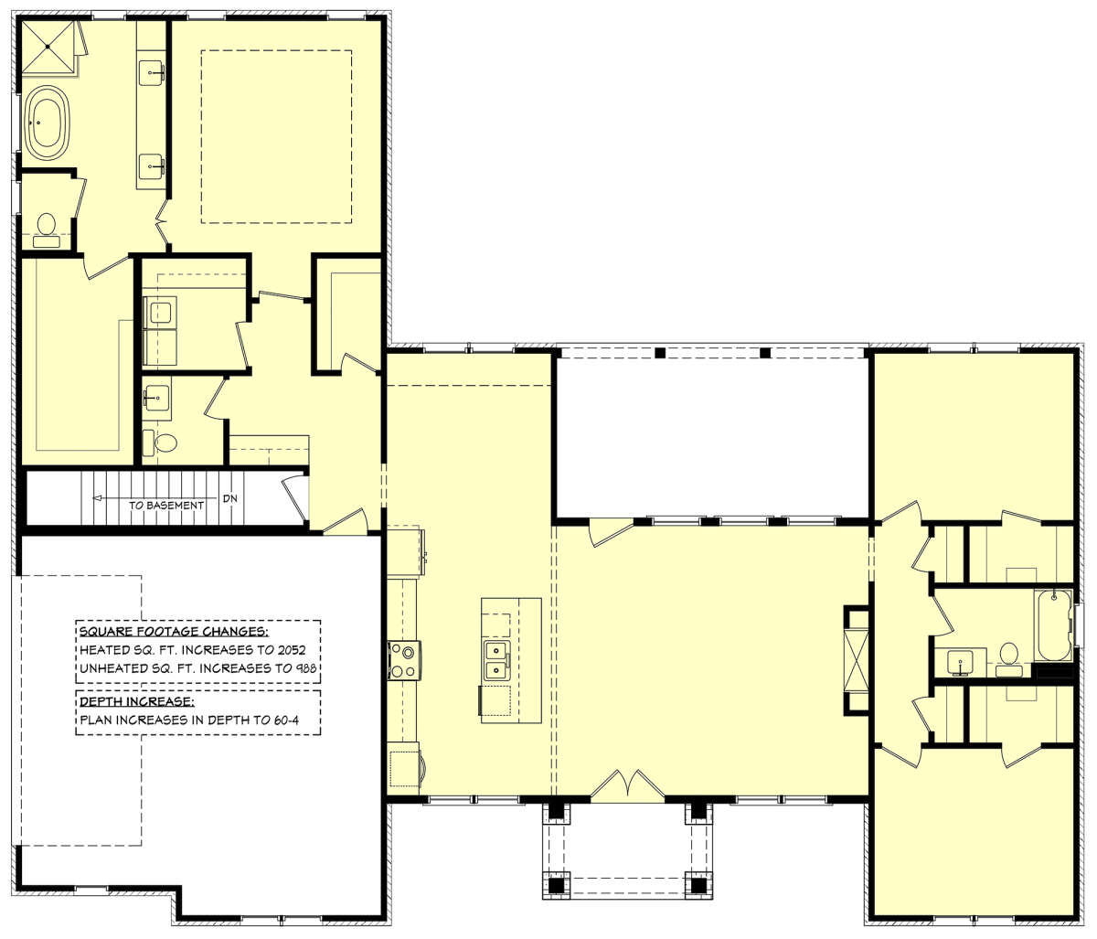 Main Floor w/ Basement Stair Location for House Plan #041-00254