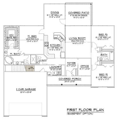 Main Floor w/ Basement Stairs Location for House Plan #5032-00113