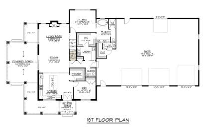 Main Floor w/ Basement Stairs Location for House Plan #5032-00119