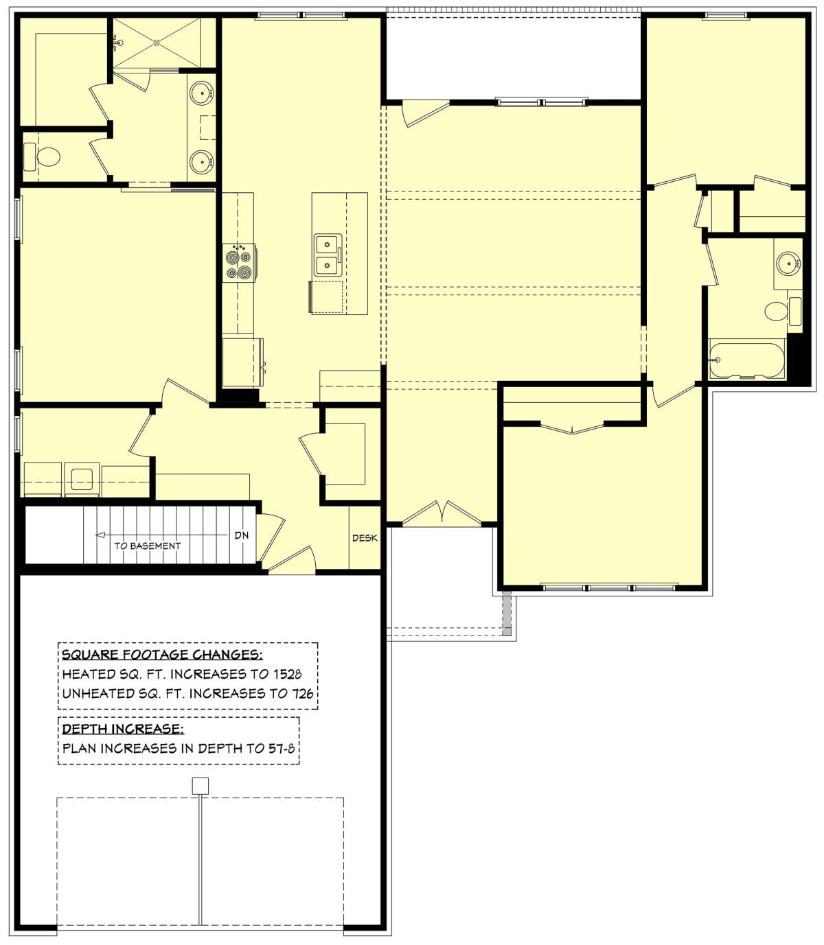 Main Floor w/ Basement Stairs Location for House Plan #041-00255