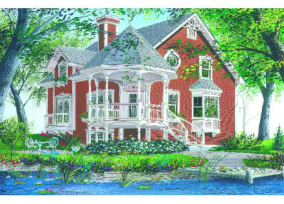 Lake Front House Plan #034-00011 Elevation Photo