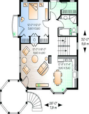 Floorplan 1 for House Plan #034-00011