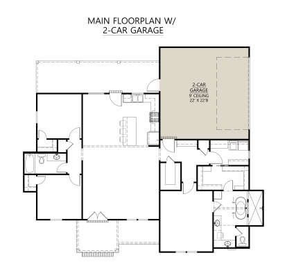 Main Floor w/ Optional 2 Car Garage for House Plan #4534-00064
