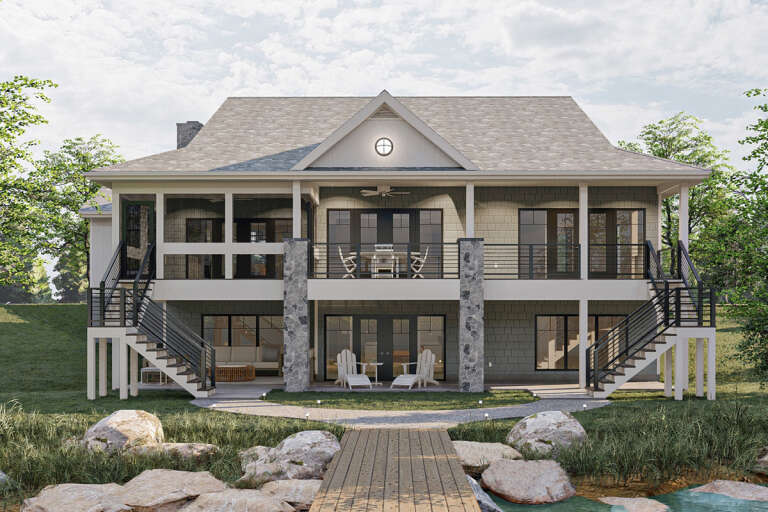 Lake Front Plan: 1,954 Square Feet, 2-3 Bedrooms, 2.5 Bathrooms - 963-00598