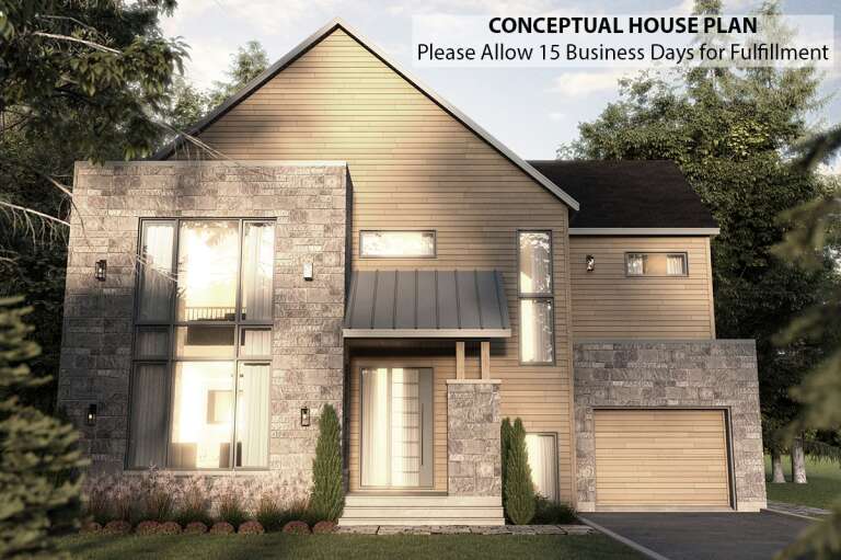 Contemporary House Plan #034-01296 Elevation Photo