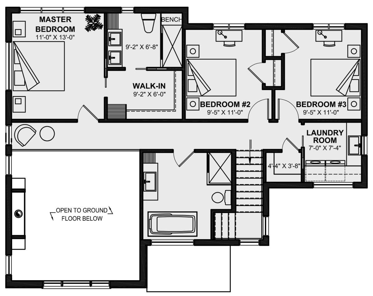 Second Floor for House Plan #034-01296