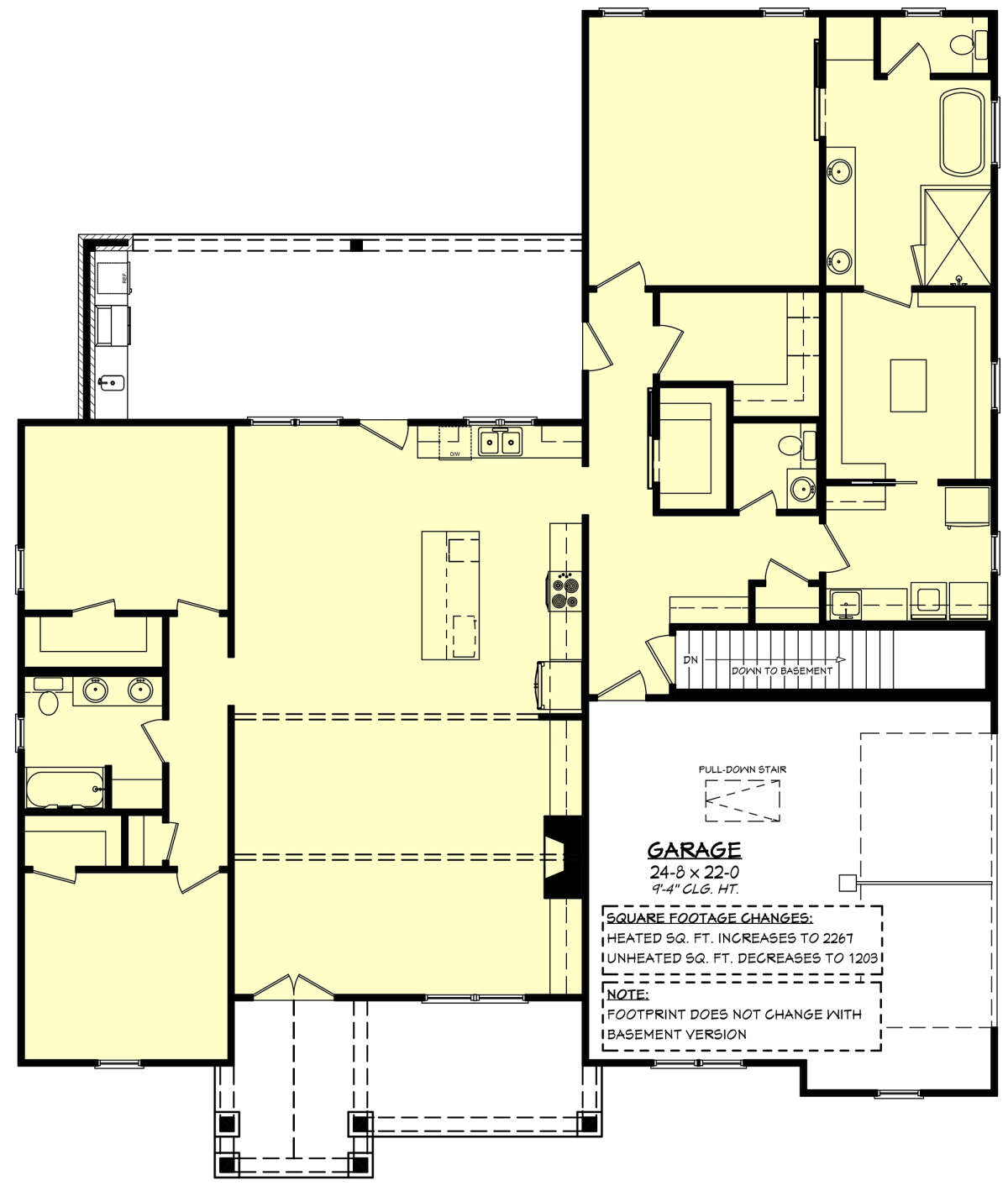 Main Floor w/ Basement Stair Location for House Plan #041-00257