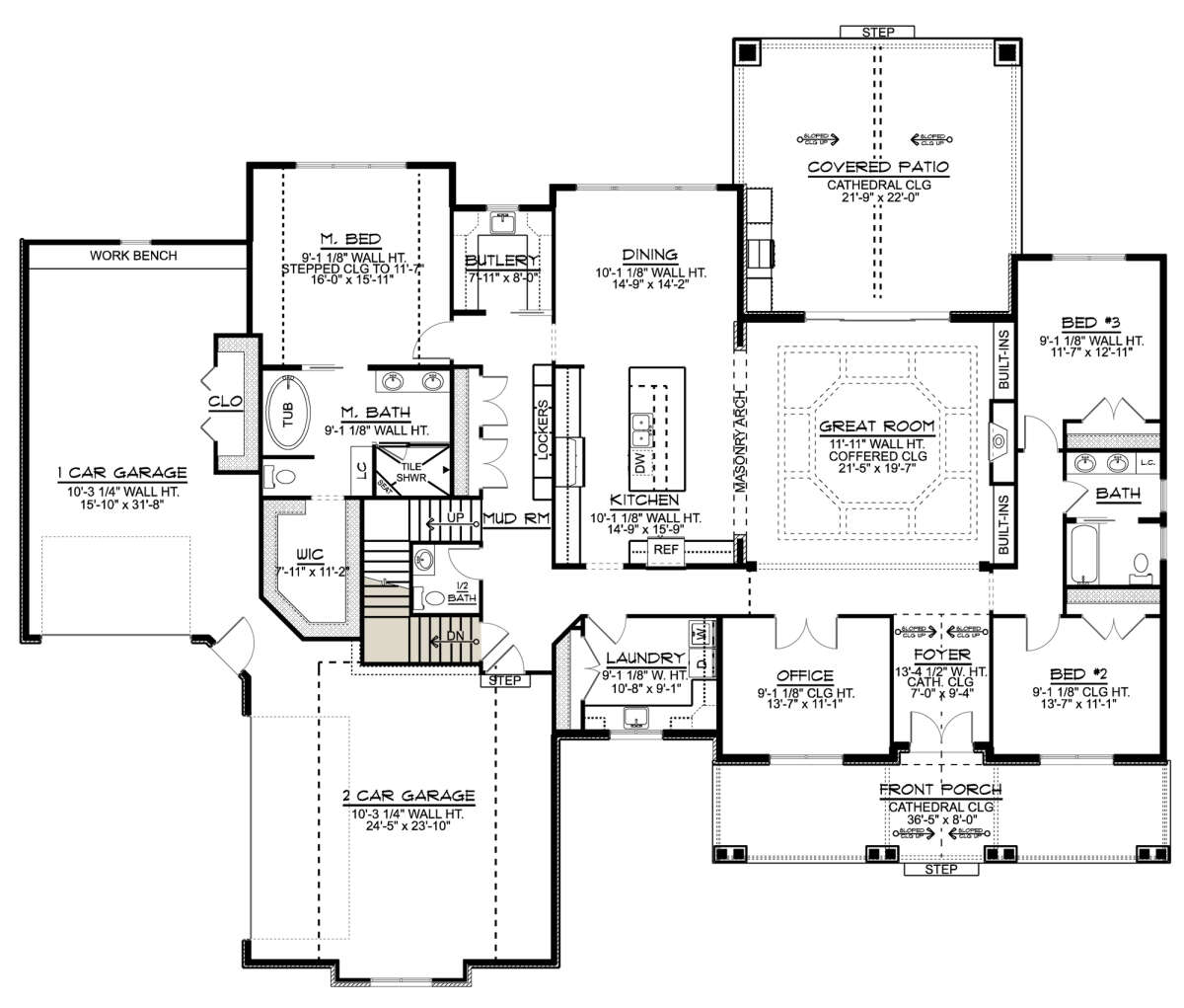 Main Floor w/ Basement Stair Location for House Plan #5032-00125