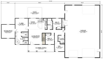 Main Floor w/ Basement Stairs Location for House Plan #5032-00129