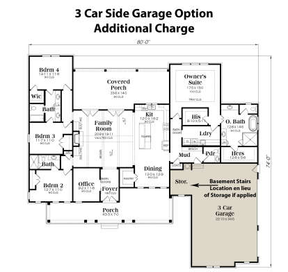 Optional 3 Car Garage for House Plan #009-00307
