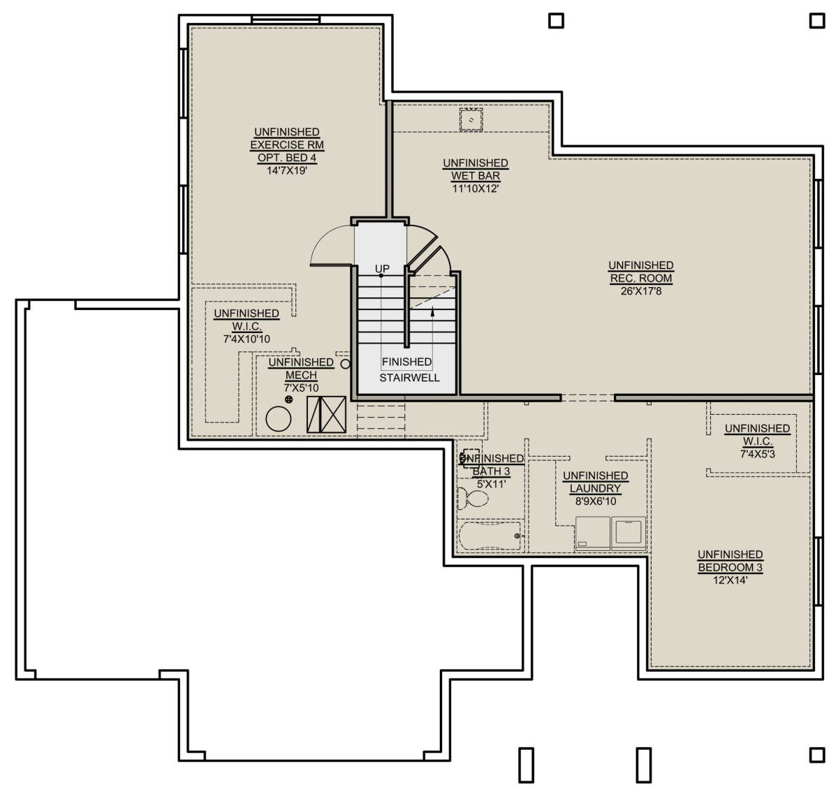Basement for House Plan #7306-00030
