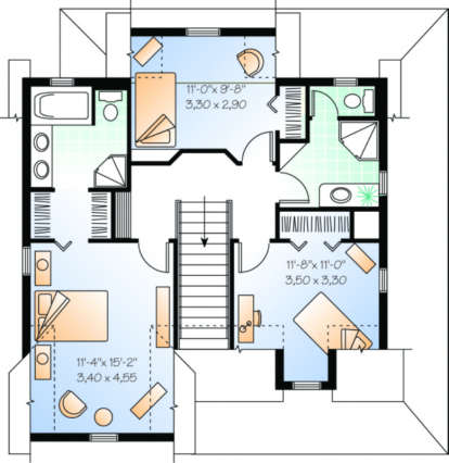 Second Floor for House Plan #034-00013