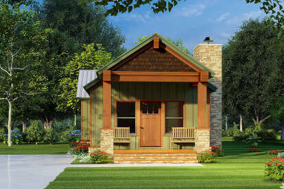 2 Bed, 1 Bath, 921 Square Foot House Plan - #8318-00228