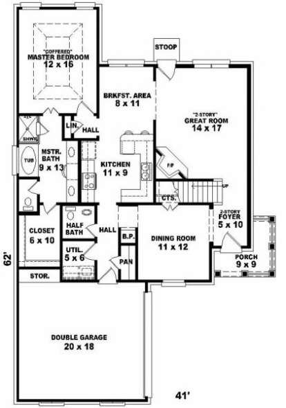 First Floor for House Plan #053-00313