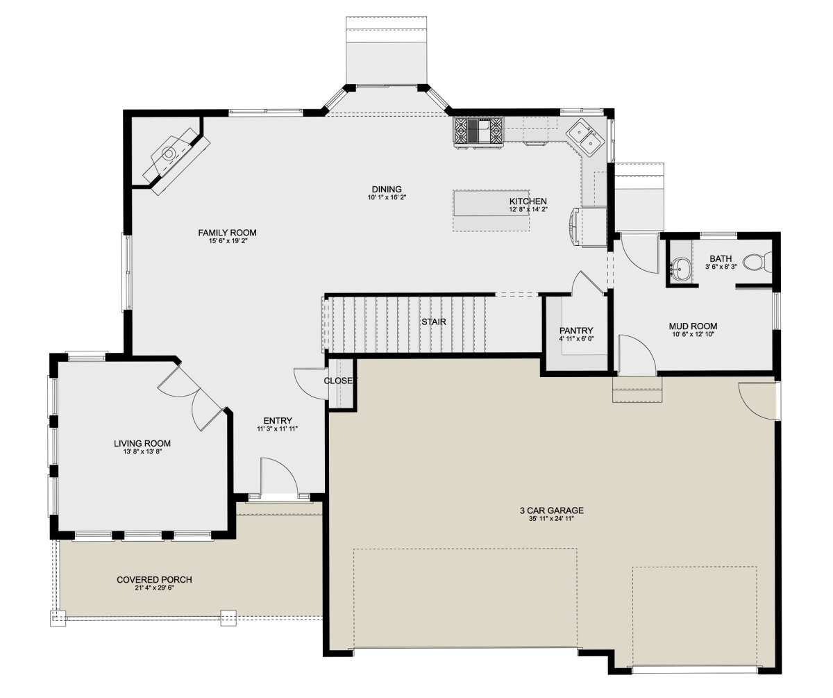 Craftsman Plan: 2,438 Square Feet, 3 Bedrooms, 2.5 Bathrooms - 2802-00117