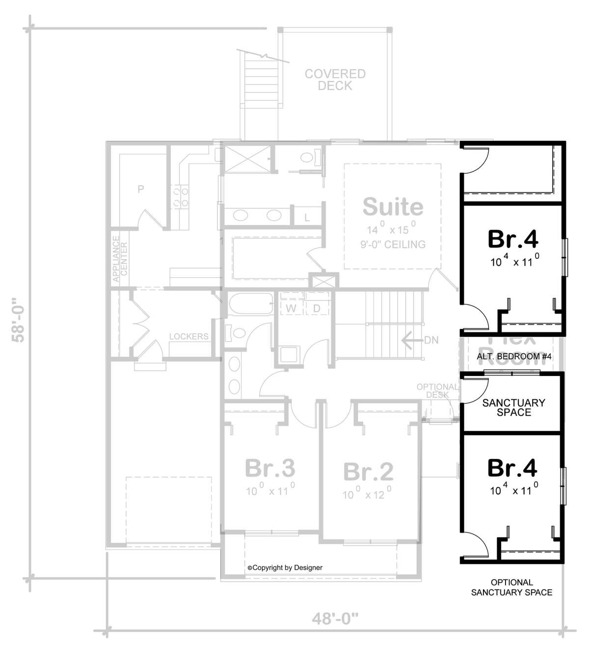 Alternate Second Floor Layout for House Plan #402-01725
