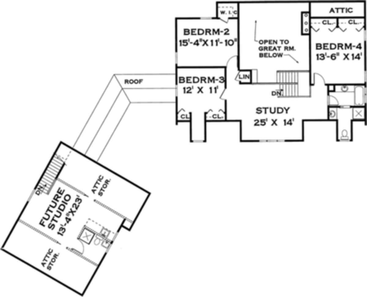 Upper Floor for House Plan #033-00058