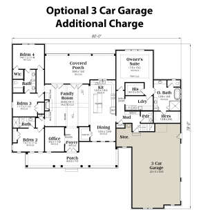 Optional 3 Car Garage Main Floor Layout for House Plan #009-00309
