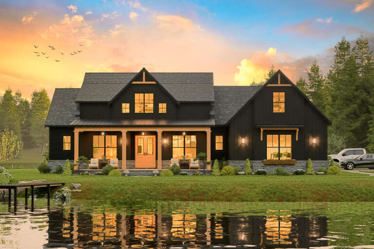 House Plan House Plan #26329 Front Elevation at Dusk