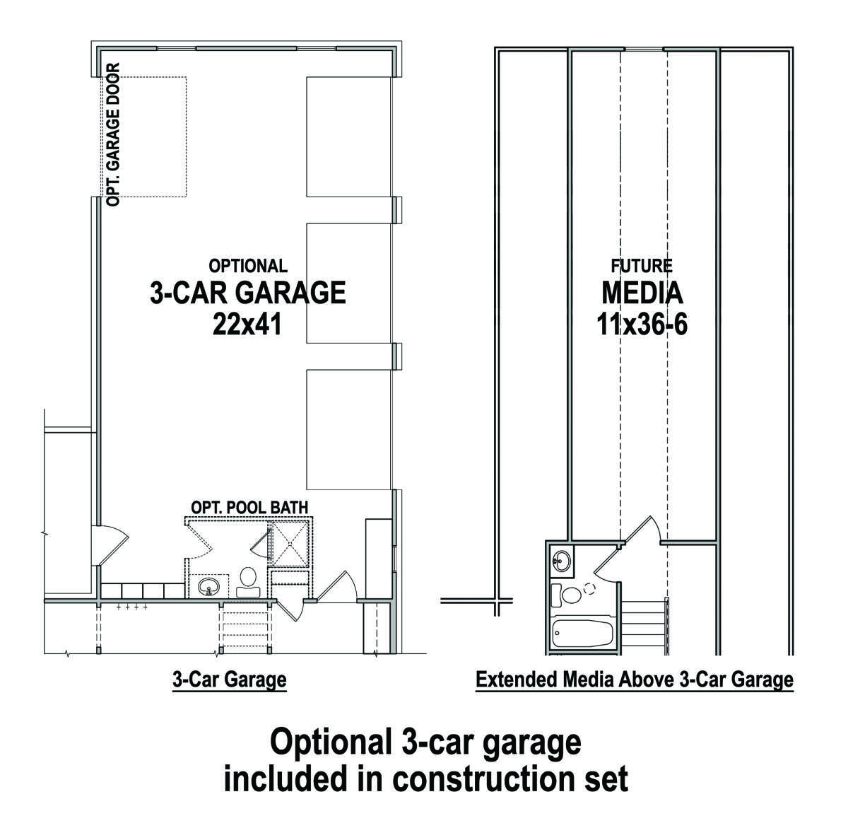 Optional 3 Car Garage and Media Room for House Plan #4195-00044