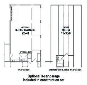 Optional 3 Car Garage and Media Room for House Plan #4195-00044