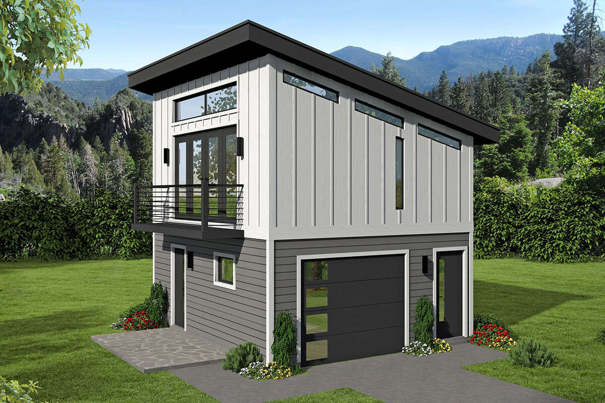 Modern 1 Car Garage Plan - 804 Square Feet, 1 Bathroom | Floor Plan ...