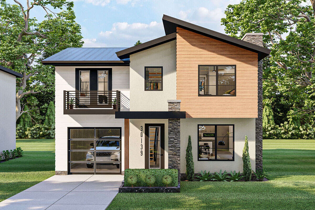 Modern Plan: 1,500 Square Feet, 3 Bedrooms, 2.5 Bathrooms - 963-00631