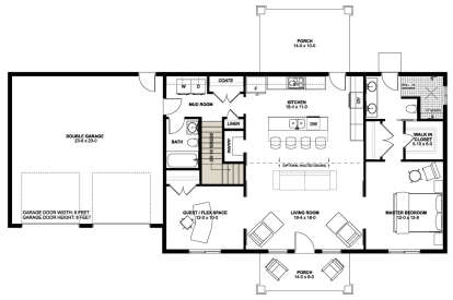 Main Floor w/ Basement Stair Location for House Plan #2699-00032