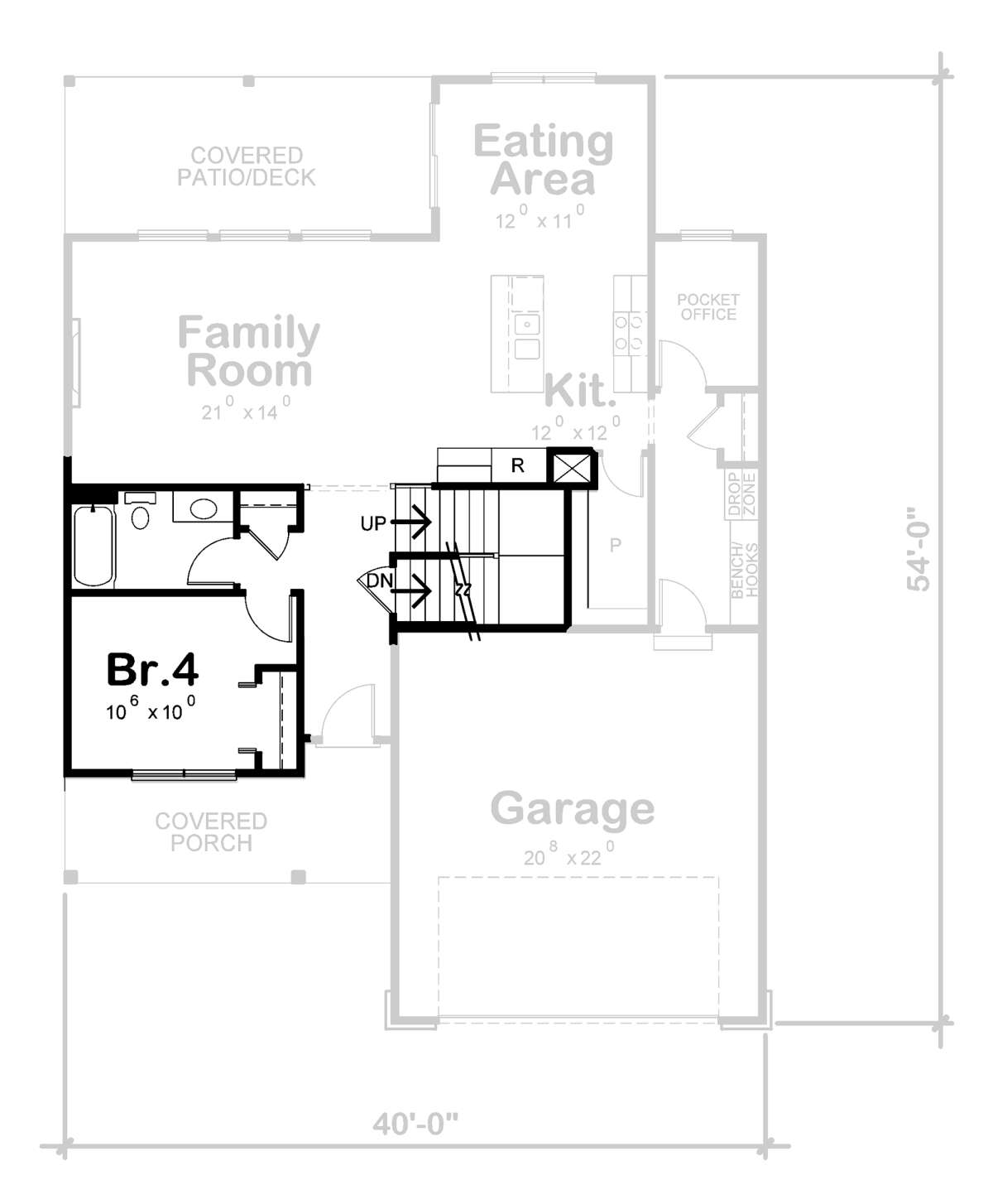 Main Floor w/ Basement Stair Location for House Plan #402-01730