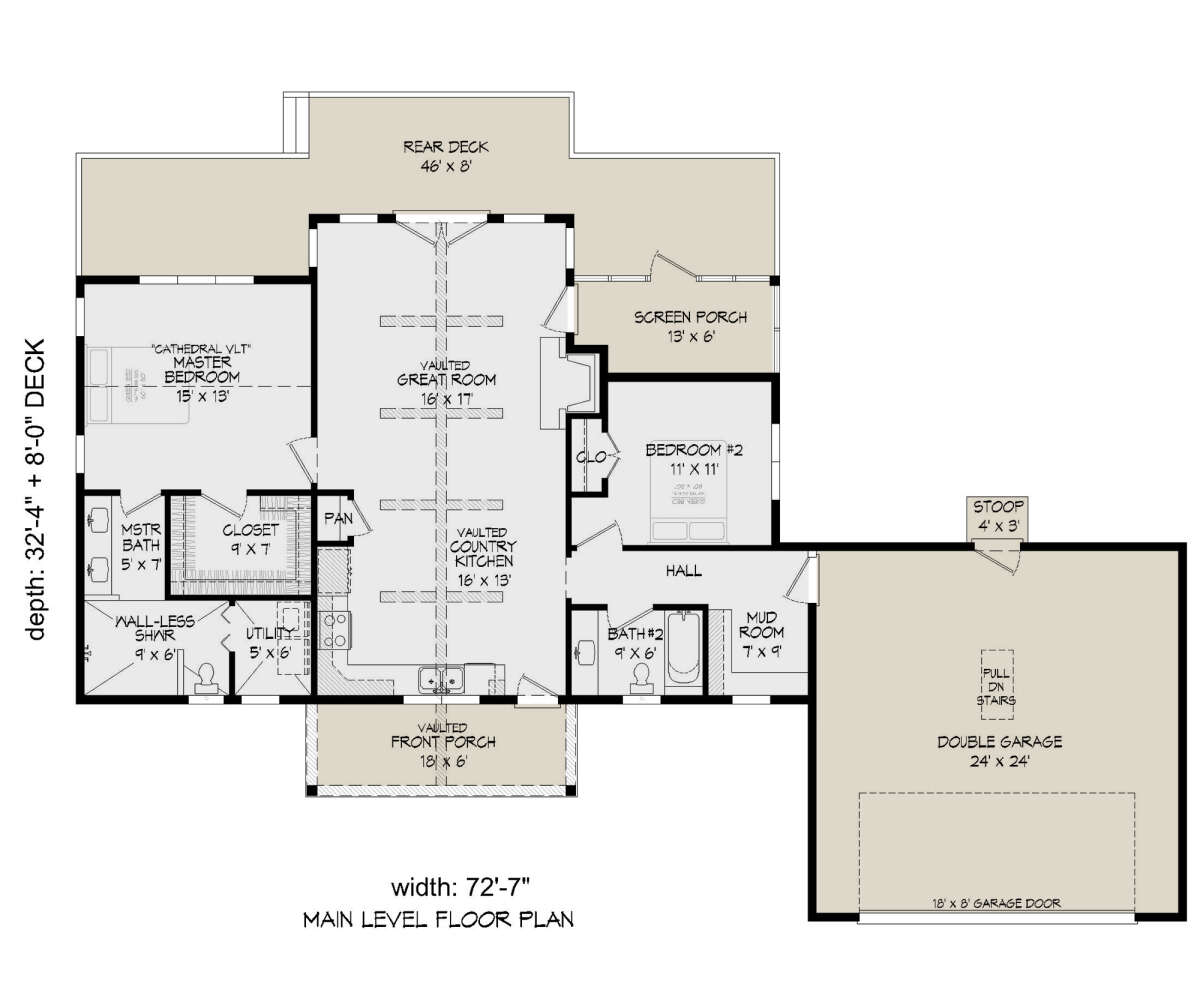 Country Plan 1300 Square Feet 2 Bedrooms 2 Bathrooms 940 00443