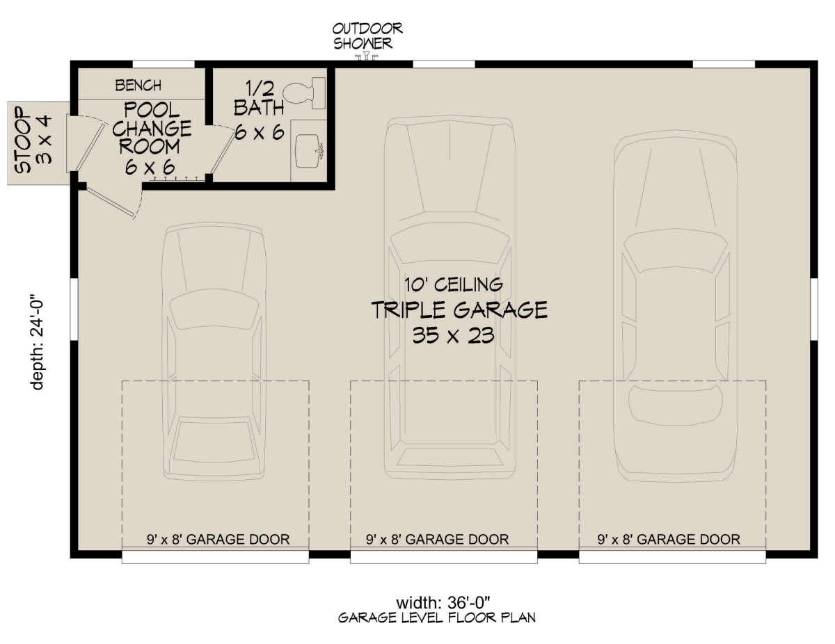 Country Plan: 80 Square Feet, 0.5 Bathroom - 940-00447