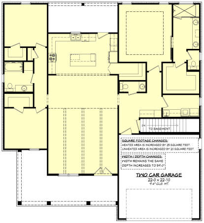 Main Floor w/ Basement Stair Location for House Plan #041-00266