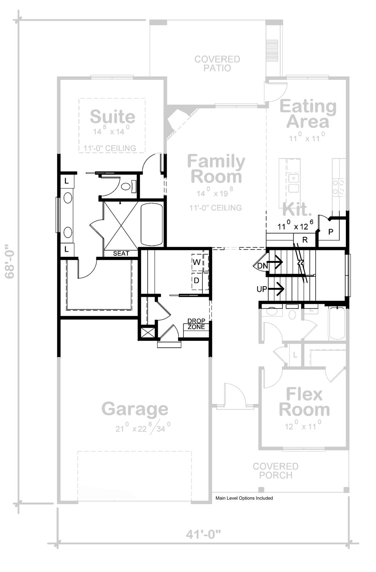 Main Floor w/ Basement Stair Location for House Plan #402-01733