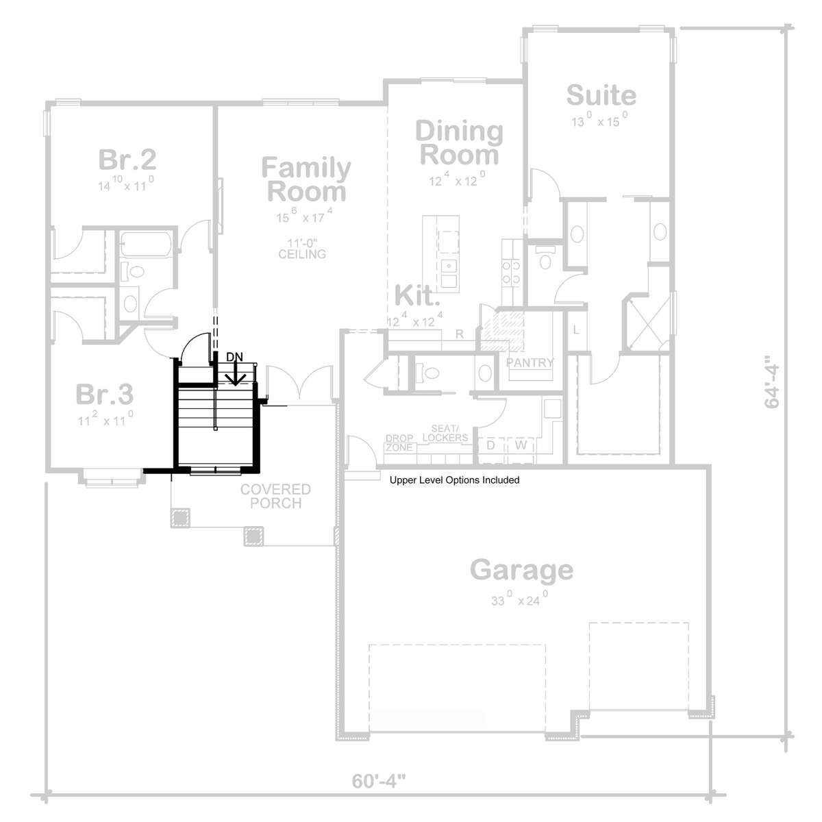 Main Floor w/ Basement Stair Location for House Plan #402-01734
