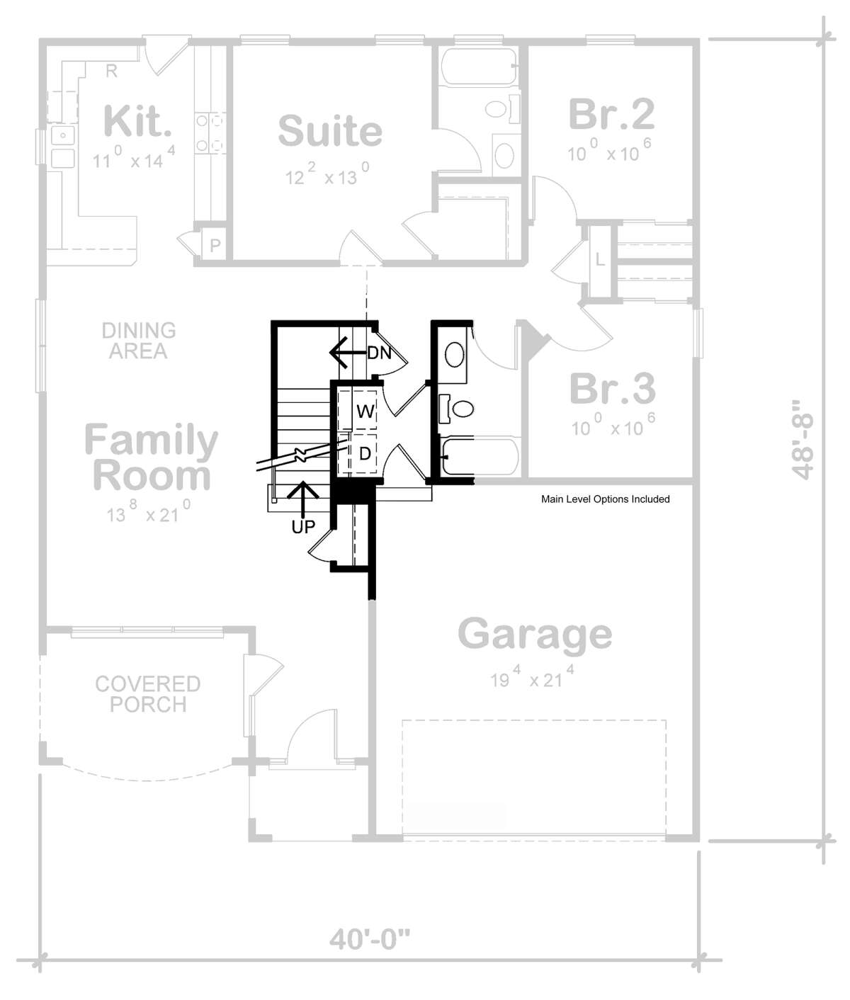 Main Floor w/ Basement Stair Location for House Plan #402-01735