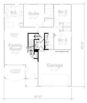 Main Floor w/ Basement Stair Location for House Plan #402-01735