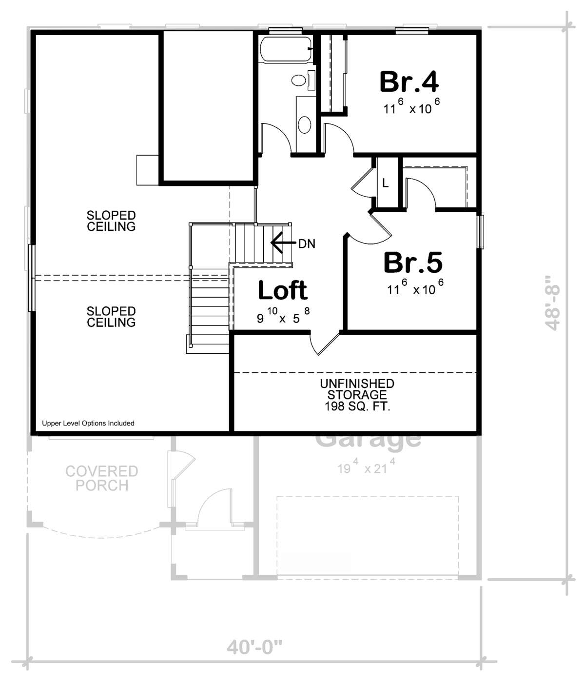 Alternate Second Floor Layout for House Plan #402-01735