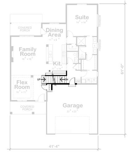 Main Floor w/ Basement Stair Location for House Plan #402-01736