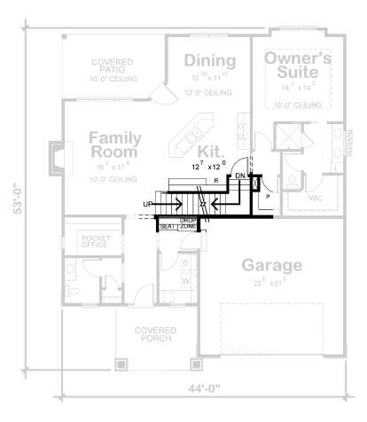 Main Floor w/ Basement Stair Location for House Plan #402-01737