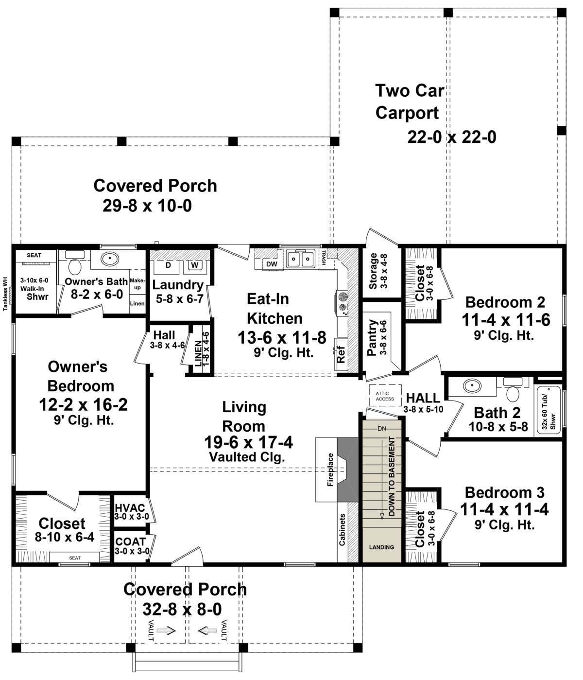 Main Floor w/ Basement Stair Location for House Plan #348-00305