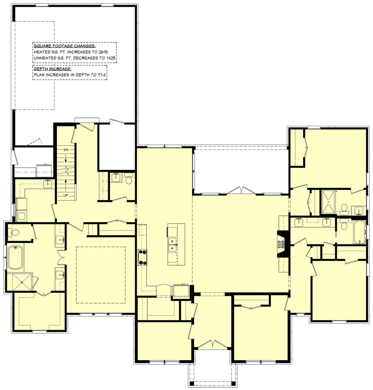 Main Floor w/ Basement Stair Location for House Plan #041-00267