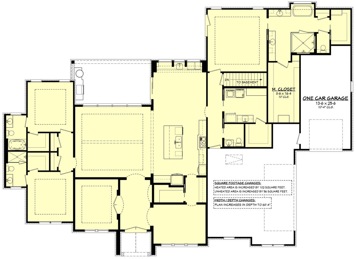 Main Floor w/ Basement Stair Location for House Plan #041-00268